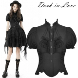 【セール】Dark in Love / Gothic ruffle neckline blouse［IW087BK］
