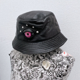 【即納】MALICIOUS.X / Eye bucket hat (Sheepleather)［Devil / Pink］M size（MAL057）