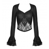 Dark in Love / Gothic luxe lace see-through belly sexy top トップス［TW452］