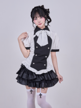 IMVAL / Napoleon Ribbon Blouse［BK×WH］