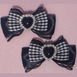 ののりぼん / ミニリボン ブラック×ギンガムチェック