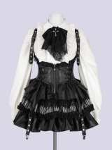 IMVAL / Lace Frill Leather Dress [STRIPE]