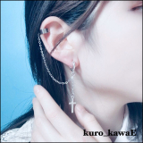 【予約】kuro_kawaE / クロスのチェーンピアス