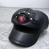 【即納】MALICIOUS.X / Eye casquette(sheep leather)  キャスケット［Zombi white(Black) / Red smoke］（MAL068）