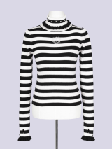 IMVAL / Ruffled High Neck Top［BKWH］