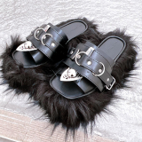 SELECT / ［SINKing］faux fur black slippers