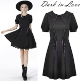 【セール】Dark in Love / Magic girl purple line trims mini dress ワンピース（DW526）