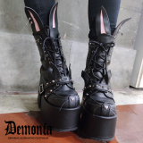 DEMONIA(デモニア) / CAMEL-202  Chunky Heel Black [CAM202/BVL]ブーツ