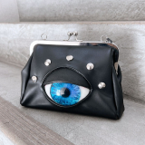 【即納】MALICIOUS.X / Eye metalclasp wide gusset bag［Blue］（MAL048）