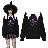 Dark in Love / Witching hour black and white contrast bat-neck sweatshirt