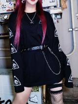 MALICIOUS.X /  Long Sleeve eyes T-shirt［BK］