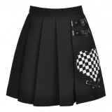 Dark in Love / Punk black white check heart pleated skirt［KW225］