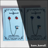 【即納】kuro_kawaE / 薔薇のチェーンピアス 両耳用［赤］（300888）
