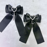 ののりぼん / リボン レース白ブラック×十字架チャーム