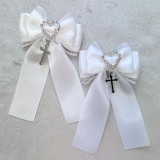 ののりぼん / リボン ホワイト×十字架チャーム