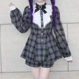 【即納】Dark in Love / Princess ruffle collar check dress with shorts [Dark in Love × Qooza]（DW462-1）