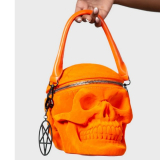 【即納】KILLSTAR / Grave Digger Skull Handbag [ORANGE VELVET] ハンドバッグ（KSRA007071）